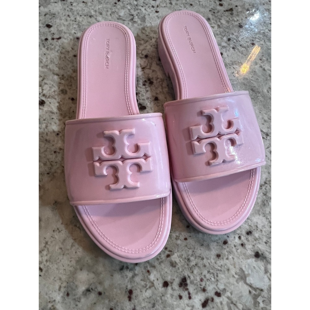 Tory Burch Eleanor Pink Bubble Jelly Slides Waterproof Sandals 147569 Womens 7M